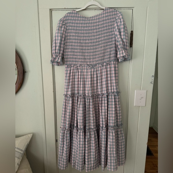 ANNIEWEAR Pink and Blue Gingham Ruched Dress - Picture 2 of 5